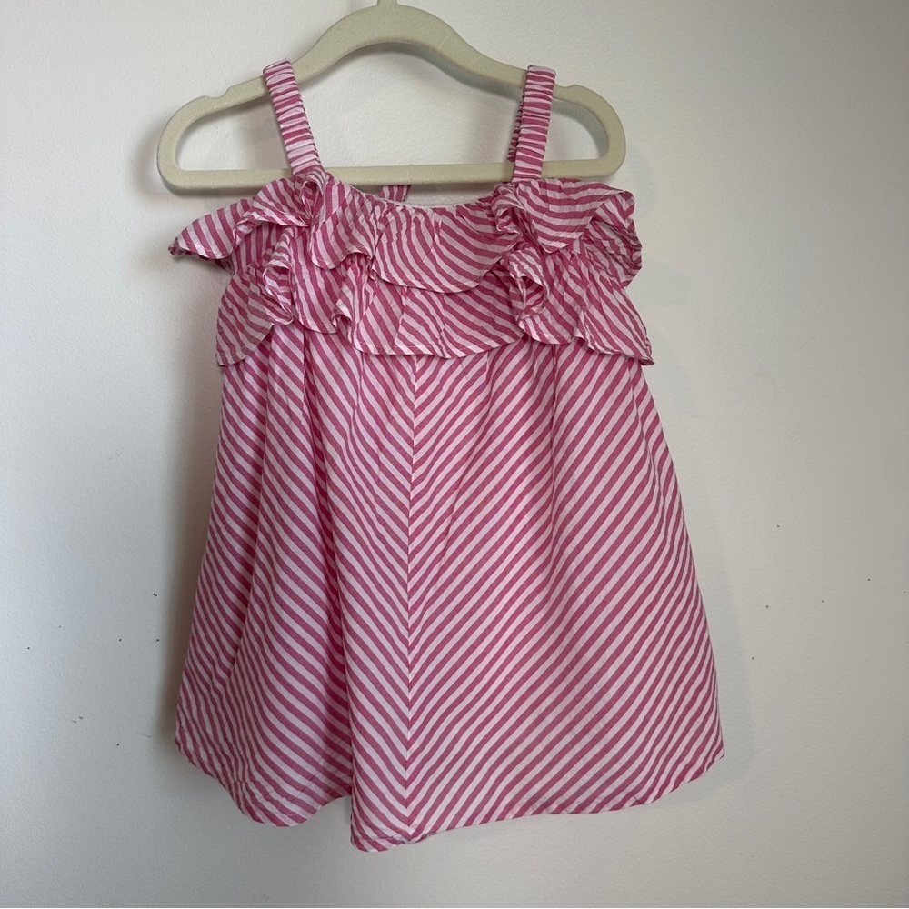 United Colors of Benetton Striped Tank Dress with Ruffles Sz 2Y